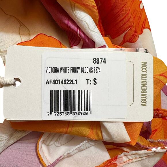 NWT Agua Bendita Victoria White Funky Bloom Floral Maxi Dress Multi Small Resort - Picture 16 of 16